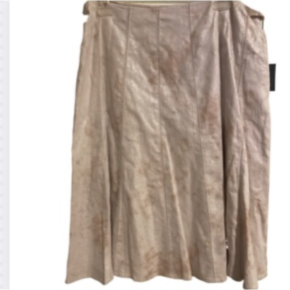 NWT Reba Cream with Tan Accents Midi Skirt Size 16 - Picture 6 of 12